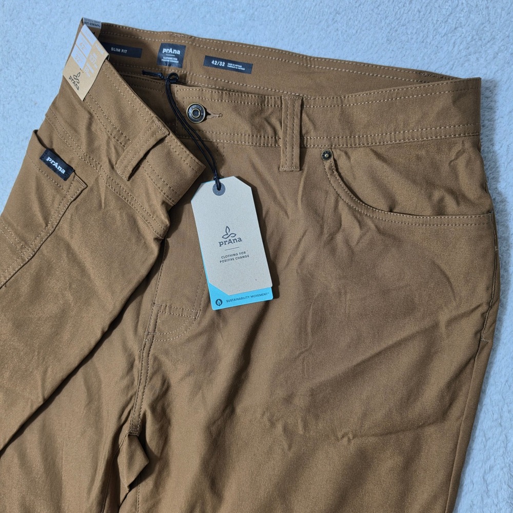 NEW Prana Brion Slim Pant II Mens 42/32 Sepia‎ Brown Stretch ReZion Tapered Leg
